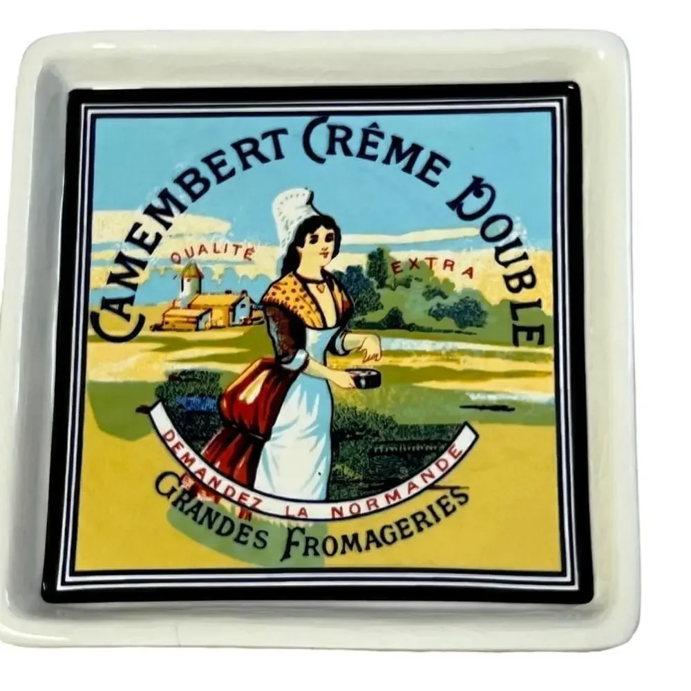 2004 Boston Warehouse 2 Appetizer Snack Serving Trays French Cheese Labels